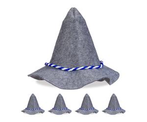 Relaxdays Seppelhut 5er Set Polyester Grau Blau Weiß Leicht 26 cm x 39 cm 130 g
