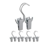 Relaxdays Stiefelklammern 5er Set, doppelte Klemme, gummiert, Aufbewahrung Stiefel & Mützen, Eisen, Stiefelbügel, Silber