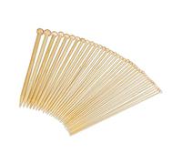 Relaxdays Stricknadeln Set, 36 Jackenstricknadeln mit Stopper, Bambus, gerade, 18 Größen, Nadelstärke 2 bis 10 mm, natur