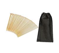 Relaxdays Stricknadelset aus Bambus, 36 Stricknadeln mit Stopper, 18 Nadelstärken von 2 bis 10 mm, mit Tasche, Natur