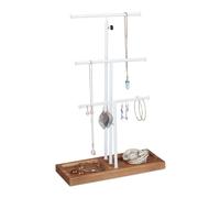 relaxdays T-förmiger Schmuckständer weiß-kombi, 20007509