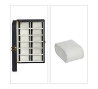 Relaxdays Uhrenbox, 12 Fächer, Glas-Sichtfenster, Kratzschutz, Samtbezug, Holz, Uhrenkasten, HBT 8 x 31 x 20 cm, schwarz