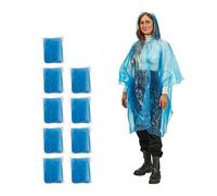 relaxdays unisex Einweg-Regenponcho blau Einheitsgröße 10 St. 1 Pack = 10 St.