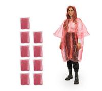relaxdays unisex Einweg-Regenponcho rot Einheitsgröße 10 St. 1 Pack = 10 St.