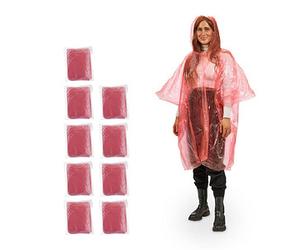 relaxdays unisex Einweg-Regenponcho rot Einheitsgröße 10 St. 1 Pack = 10 St.