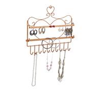 Relaxdays Wand Schmuckhalter, für Ketten, Ohrringe & Armbänder, bronze | Kettenhalter Herzform, HxBxT: 30 x 36,5 x 3,5 cm