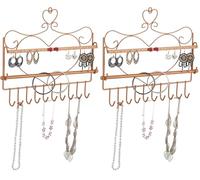 Relaxdays Wand Schmuckhalter, für Ketten, Ohrringe & Armbänder, Kettenhalter Herzform, HxBxT: 30 x 36,5 x 3,5 cm, bronze (Packung mit 2)