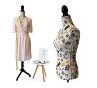 Relaxdays Weibliche Schneiderpuppe 36/38 Creme,Gelb,Schwarz