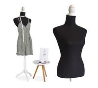 Relaxdays Weibliche Schneiderpuppe 36/38 Weiß,Schwarz