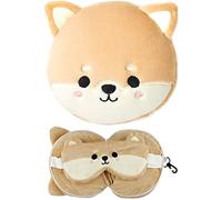 Shiba Inu Dog Relaxeazzz Plush Round Travel Pillow & Eye Mask Set CUSH230
