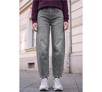 Loose-fit-Jeans STREET ONE STUDIO, Damen, Gr. 27, Länge 30, grau authentic washed, Jeans, 94% Baumwolle, 5% Elastomultiester, 1% Elasthan, unifarben mit Farbeinsatz, lang, Jeans, 5-Pocket-Style (81799