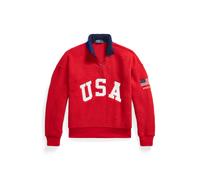 Relaxed-Fit Fleece-Pullover mit Flagge M Red