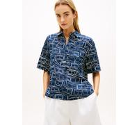 Relaxed Fit Pure Linen Short Sleeve Shirt Blau S