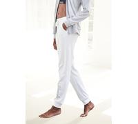Relaxhose BENCH. LOUNGEWEAR, Damen, Gr. 36/38, N-Gr, beige (ecru), Interlock, Obermaterial: 100% Baumwolle, unifarben, sportlich, bequem lang, Hosen, mit glänzender Logostickerei, Loungeanzug (7956395