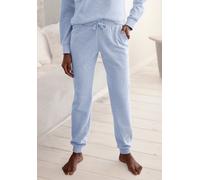 Relaxhose BENCH. LOUNGEWEAR, Damen, Gr. 44/46, N-Gr, blau (hellblau meliert), Interlock, Obermaterial: 52% Baumwolle, 48% Polyester, bestickt, meliert, unifarben, Basic, Basic lang, Hosen Relaxhose, m
