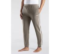 Relaxhose BENCH. LOUNGEWEAR "lange Relaxhose, Sweathose", Herren, Gr. 3XL (64/66), N-Gr, grau (taupe), angeraute Sweatware, Obermaterial: 60% Baumwolle, 40% Polyester, unifarben mit Farbeinsatz, Basic