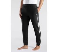 Relaxhose BENCH. LOUNGEWEAR "lange Relaxhose, Sweathose", Herren, Gr. 3XL (64/66), N-Gr, schwarz, angeraute Sweatware, Obermaterial: 60% Baumwolle, 40% Polyester, unifarben mit Farbeinsatz, Basic, beq