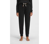 Relaxhose BOSS "CP Stripe_Pants Cuff", Damen, Gr. M, N-Gr, schwarz (schwarz 001), Sweatware, Obermaterial: 48% Baumwolle, 48% Lyocell, 4% Polyamid, unifarben, Basic lang, Hosen Relaxhose, mit kontrast