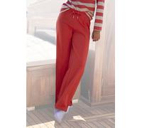 Relaxhose H.I.S, Damen, Gr. 32/34, N-Gr, rot, Interlock, Obermaterial: 60% Baumwolle, 40% Polyester, unifarben, Basic, bequem lang, Hosen Relaxhose, im maritimen Stil, Loungeanzug (15245729-32) rot