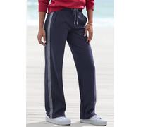 Relaxhose H.I.S, Damen, Gr. 48/50, N-Gr, marine, Interlock, Obermaterial: 60% Baumwolle, 40% Polyester, unifarben, Basic, bequem lang, Hosen Relaxhose, mit seitlichen Streifendesign (69010957-48) mari