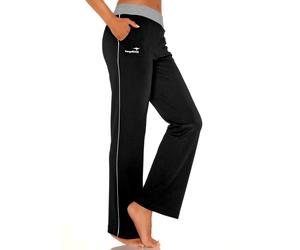 Relaxhose KANGAROOS, Damen, Gr. 40/42, N-Gr, schwarz-weiß (schwarz, weiß, weiß), Sweatware, Obermaterial: 60% Baumwolle, 40% Polyester, unifarben, Basic, bequem lang, Hosen Relaxhose, mit breitem Bund