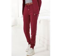 Relaxhose KANGAROOS, Damen, Gr. 52/54, N-Gr, rot, Interlock, Obermaterial: 60% Baumwolle, 40% Polyester, unifarben, Basic, Basic lang, Hosen Relaxhose Homewear Hose, mit kontrastfarbenem Piping, Loung
