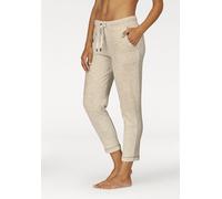 Relaxhose LASCANA, Damen, Gr. 40/42, N-Gr, beige (beige, meliert), Interlock, Obermaterial: 90% Baumwolle, 10% Polyester, meliert, unifarben, Basic, bequem 7/8-Länge, Hosen Relaxhose, mit 7/8-Beinläng