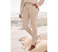 Relaxhose S.OLIVER, Damen, Gr. 32/34, N-Gr, beige (creme), Rippware, Obermaterial: 100% Baumwolle, unifarben, Basic, bequem lang, Hosen Relaxhose, Sweathose aus Ripp-Qualität mit Einrifftaschen, Loung