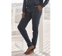 Relaxhose S.OLIVER, Damen, Gr. 32/34, N-Gr, blau (petrol), Rippware, Obermaterial: 100% Baumwolle, unifarben, Basic, bequem lang, Hosen Relaxhose, Sweathose aus Ripp-Qualität mit Einrifftaschen, Loung