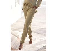 Relaxhose S.OLIVER, Damen, Gr. 36/38, N-Gr, grün (pistazie), Rippware, Obermaterial: 100% Baumwolle, unifarben, Basic, bequem lang, Hosen Relaxhose, Sweathose aus Ripp-Qualität mit Einrifftaschen, Lou