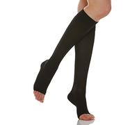 Relaxsan Basic 950A (1 Paar - Schwarz 4/XL) Kompression 22-27 mmhg Kniestrümpfe Damen offener Spitze Stützstrümpfe 280 Den