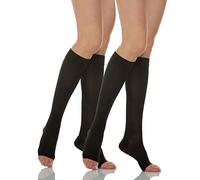 Relaxsan Basic 950A (2 Paare - Schwarz 1/S) Kompression 22-27 mmhg Kniestrümpfe Damen offener Spitze Stützstrümpfe 280 Den