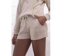 Relaxshorts BENCH. LOUNGEWEAR, Damen, Gr. 44/46, N-Gr, beige (beige meliert), Interlock, Graumeliert (Obermaterial): 55% Baumwolle, 45% Polyester, bestickt, meliert, unifarben, Basic, Basic kurz, Hose