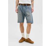 Relaxshorts JACK & JONES "JJIALEX JJORIGINAL SHORTS SBD 300 SN", Herren, Gr. L, N-Gr, blau (blau denim), Web, Obermaterial: 100% Baumwolle, Abriebeffekte, unifarben, relaxed fit knielang, Hosen, Baumw