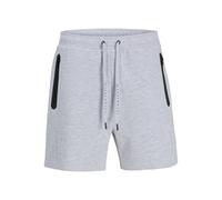 Relaxshorts JACK & JONES "JPSTGORDON FUSION SWEAT SHORTS SRT SN", Herren, Gr. XL, N-Gr, light grau melange detail:rubber print, Web, Obermaterial: 58% Polyester, 42% Baumwolle, bedruckt, meliert, regu
