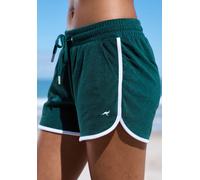 Relaxshorts KANGAROOS, Damen, Gr. 36/38, N-Gr, grün, Frottee, Obermaterial: 50% Baumwolle, 48% Polyester, 2% Elasthan, unifarben, Basic, kurz, Hosen, mit sportlichem Seitenstreifen und weichem Frottee