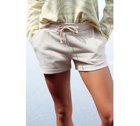 Relaxshorts LASCANA, Damen, Gr. 44/46, N-Gr, grau (hellgrau), angeraute Sweatware, Obermaterial: 50% Baumwolle, 50% Polyester, unifarben, kurz, Hosen, mit seitlichen Eingrifftaschen, Loungeanzug (2671