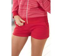 Relaxshorts S.OLIVER, Damen, Gr. 44/46, N-Gr, rot (cherryrot), Sweatware, Obermaterial: 65% Baumwolle, 35% Polyester, unifarben, figurumspielend kurz, Hosen Relaxshorts, mit Norwegermuster Details, Lo