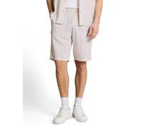 Relaxshorts TOM TAILOR DENIM, Herren, Gr. L, N-Gr, muted grau stripe, Web, Obermaterial: 76% Viskose, 24% Leinen, gestreift, normal kurz, Hosen, Sommershorts im Streifen-Look (43984438-L) muted grau s