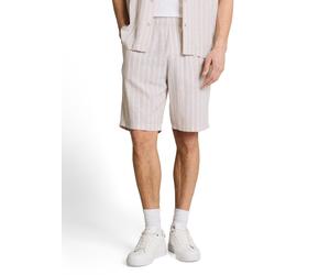 Relaxshorts TOM TAILOR DENIM, Herren, Gr. XL, N-Gr, muted grau stripe, Web, Obermaterial: 76% Viskose, 24% Leinen, gestreift, normal kurz, Hosen, Sommershorts im Streifen-Look (43984438-XL) muted grau