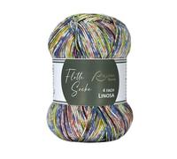 Rellana Flotte Socke 4f. Woolfree Linosa,93% Polyacryl und 7% Stretch-Polyester,100 g = ca. 420 m (1833 jeans-flieder-pistazie-braun)