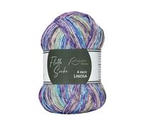 Rellana Flotte Socke 4f. Woolfree Linosa,93% Polyacryl und 7% Stretch-Polyester,100 g = ca. 420 m (1834 türkis-capri-altrosa-flieder)