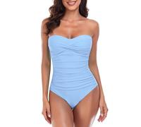RELLECIGA Badeanzug für Damen, trägerlos, einteilig, ozeanblau, XL