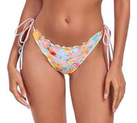 RELLECIGA Damen Bademode Bikini Unterteil mit Schnürchen Brasilianischer Schnitt Bottom Ruffle Riviera S