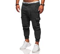 Rello & Reese Cargo Trainingshose Sporthose Cargo Freizeithose Jogger Chino T-31 [Dunkelgrau,