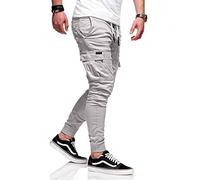 Rello & Reese Herren Cargo Chinohose Jogger Hose JN-3839 [Grau, W36]