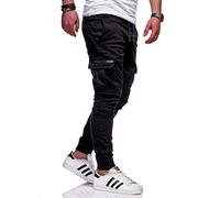 Cargohose BEHYPE "LANE", Herren, Gr. 31, Länge 32, schwarz, 97% Baumwolle, 3% Elasthan, Hosen, mit elastischem Bund (36571164-31) schwarz