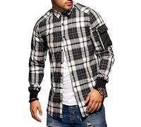 Rello & Reese Herren Overshirt Hemd Kariert G-1005 [Schwarz,