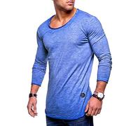 Rello & Reese Herren Oversize Longsleeve Crew Neck Sweatshirt T-Shirt MT-7315 [Blau, S]