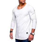 Rello & Reese Herren Oversize Longsleeve Crew Neck Sweatshirt T-Shirt MT-7315 [Weiß,